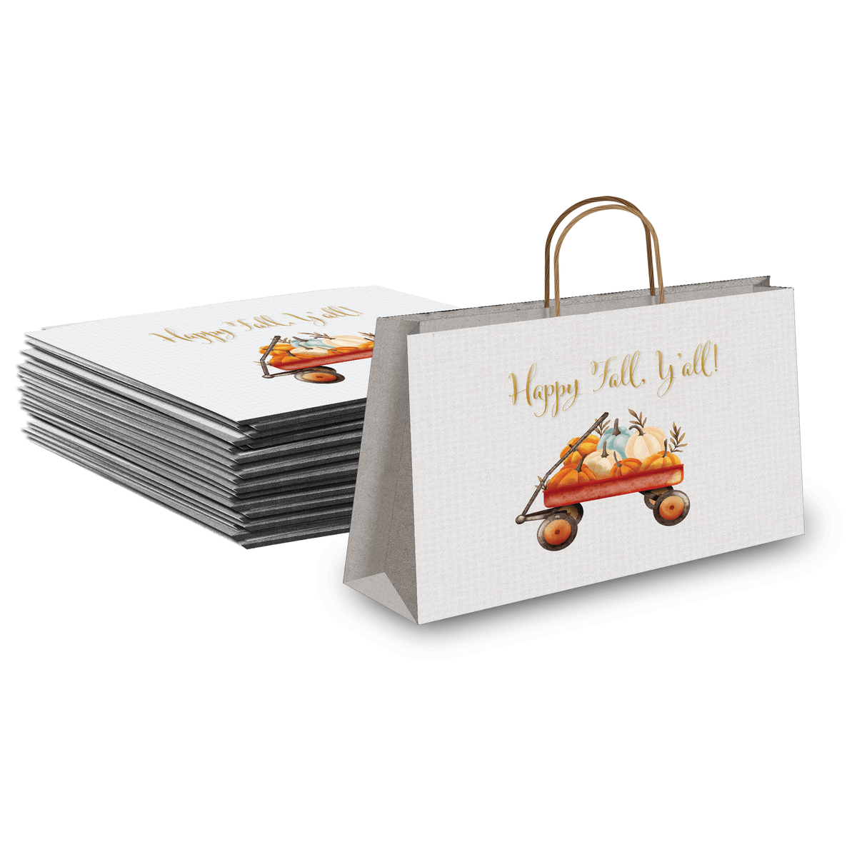 Hello Fall Large Birthday Gift Bags Vogue Kraft Shopping Bags with Handles