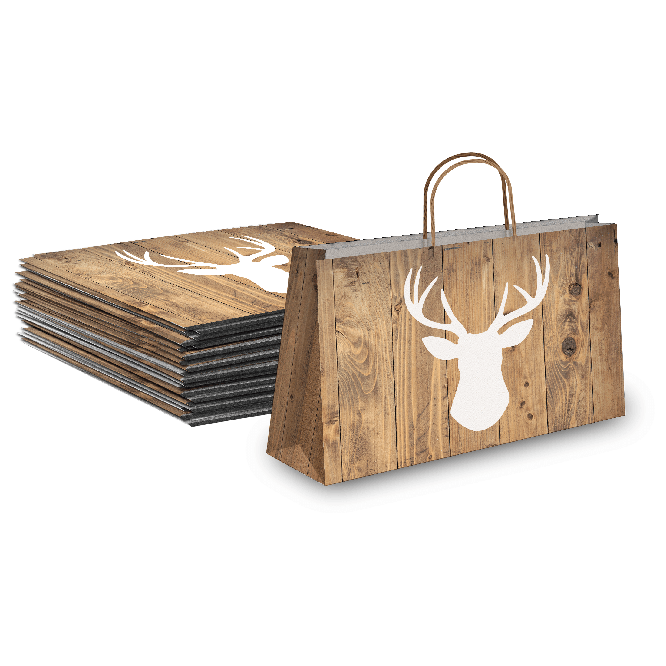 Deer Head Large Vogue Kraft Paper Gift Bags with Handles