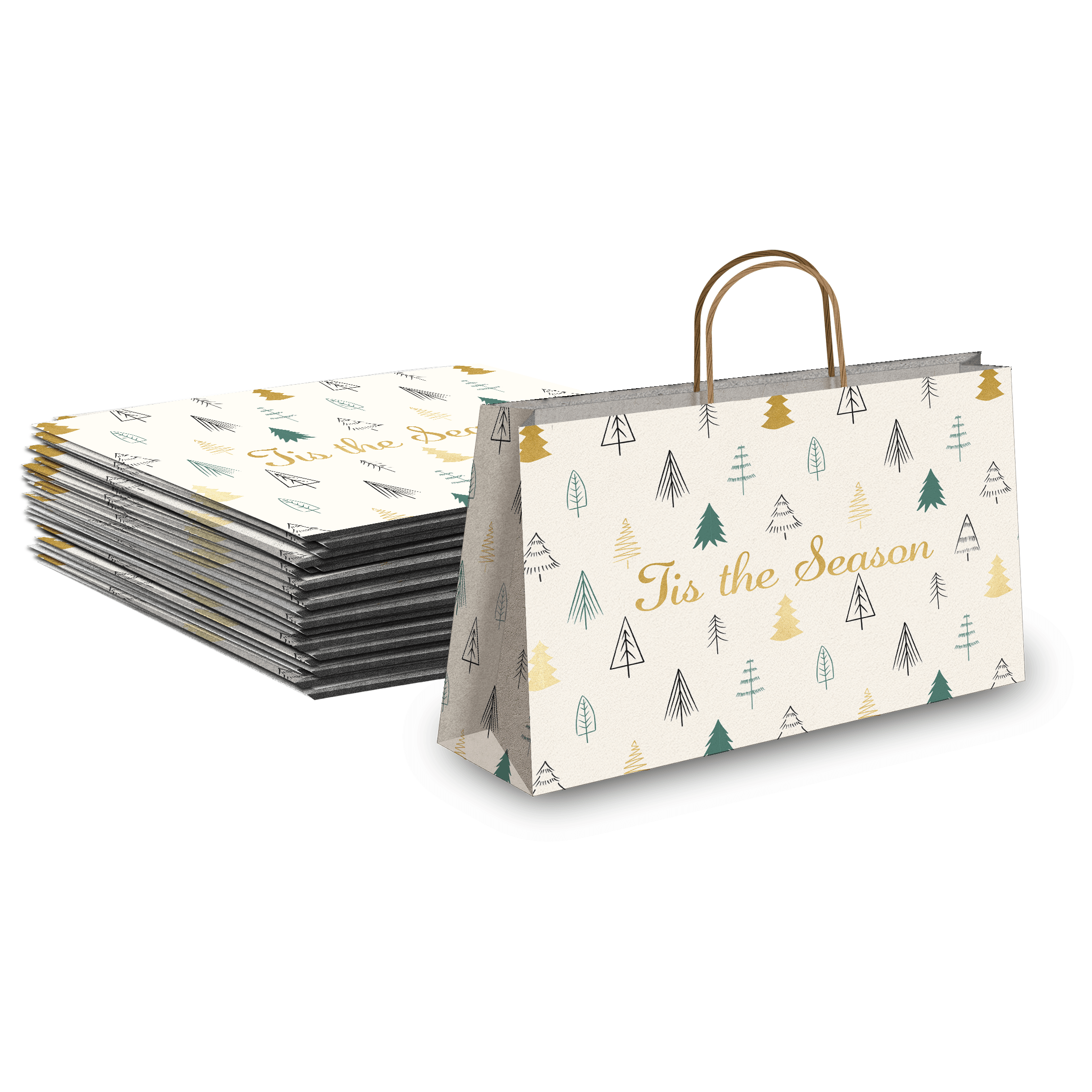 Fir Tree Season Printed Designer Kraft Paper Shopping Bags Pro Supply Global