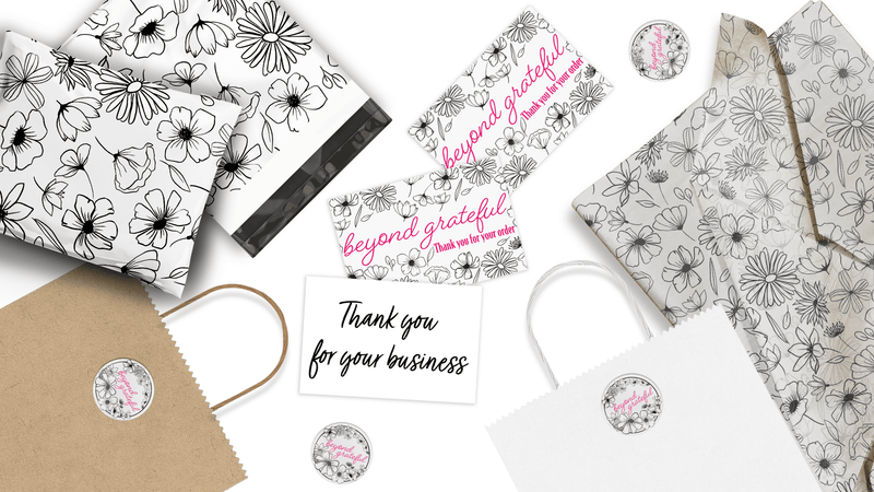 Black and White Floral Thank You Insert Cards for Business Customers - Pro Supply Global