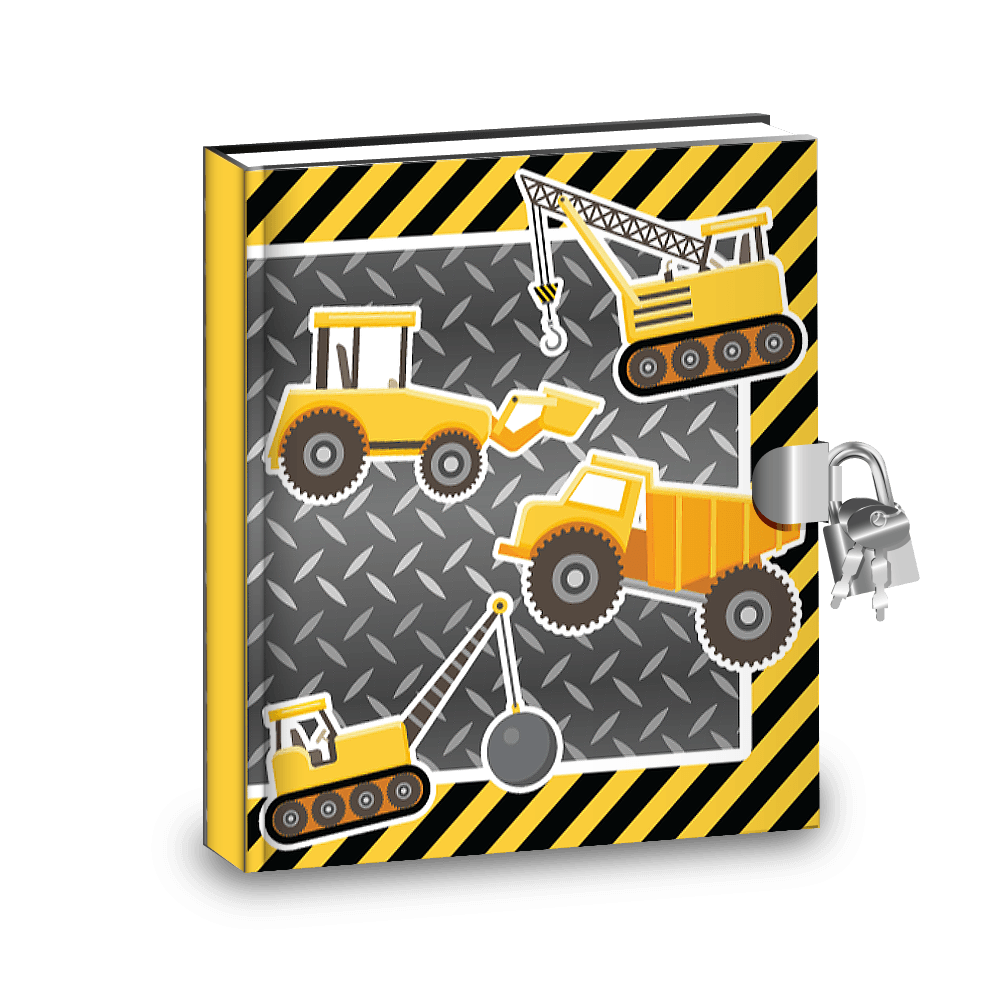 Value Packs of Kids Construction Trucks Diary w/Lock, Stickers & Activities