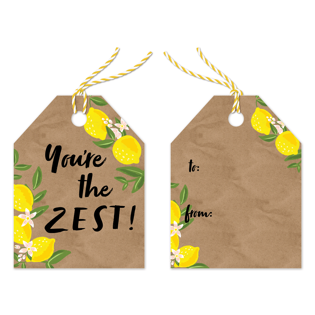 Lemon Print Zest Designer Gift Tags