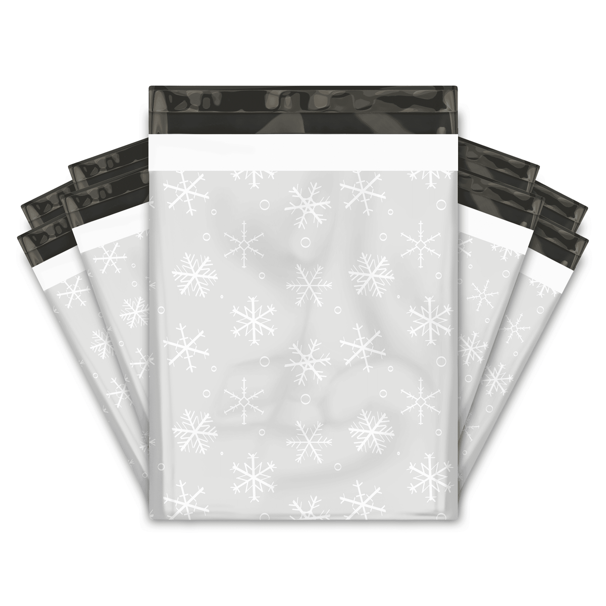Gray Winter Snowflakes Designer Poly Mailer Padded Bags Pro Supply Global