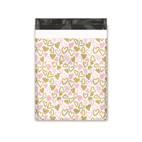 19x24" Pink and Gold Hearts Designer Poly Mailers Shipping Envelopes Premium Printed Bags - Pro Supply Global