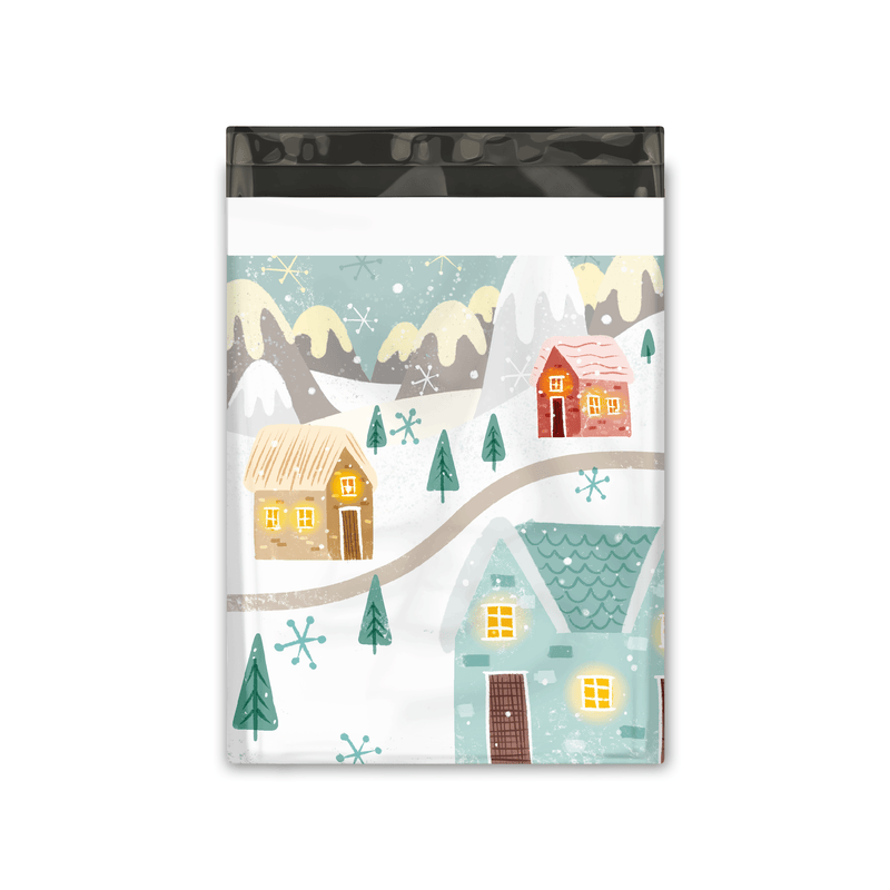 10x13 Winter Village Designer Poly Mailers Shipping Envelopes Premium Printed Bags - Pro Supply Global