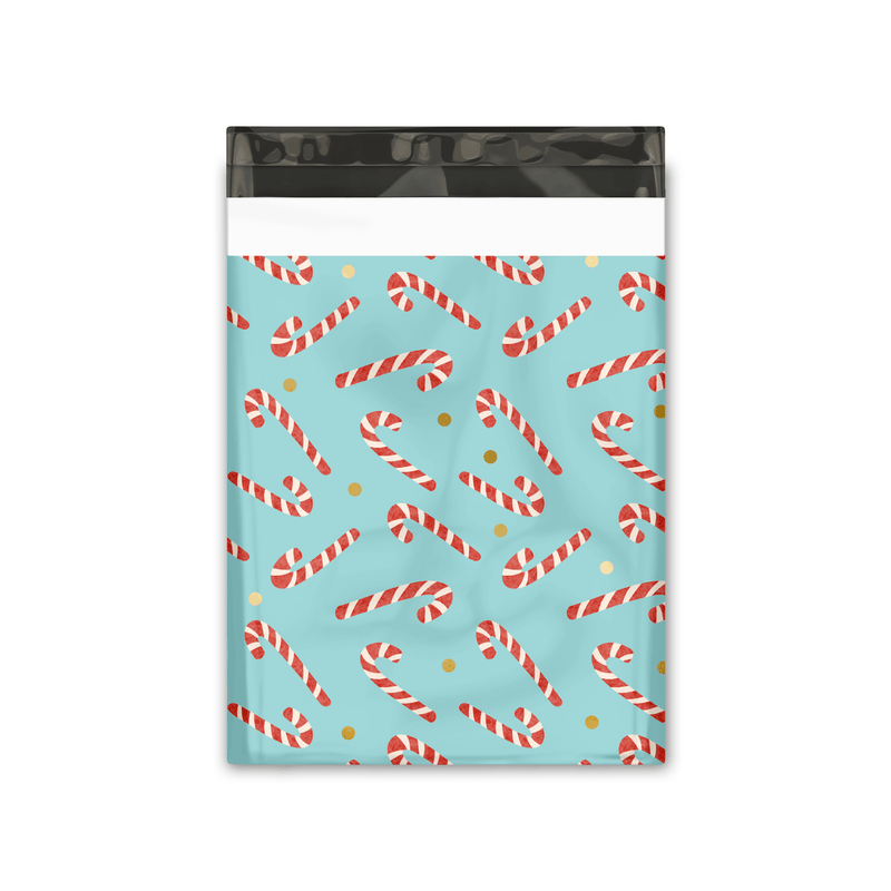 10x13 Candy Canes Designer Poly Mailers Shipping Envelopes Premium Printed Bags - Pro Supply Global