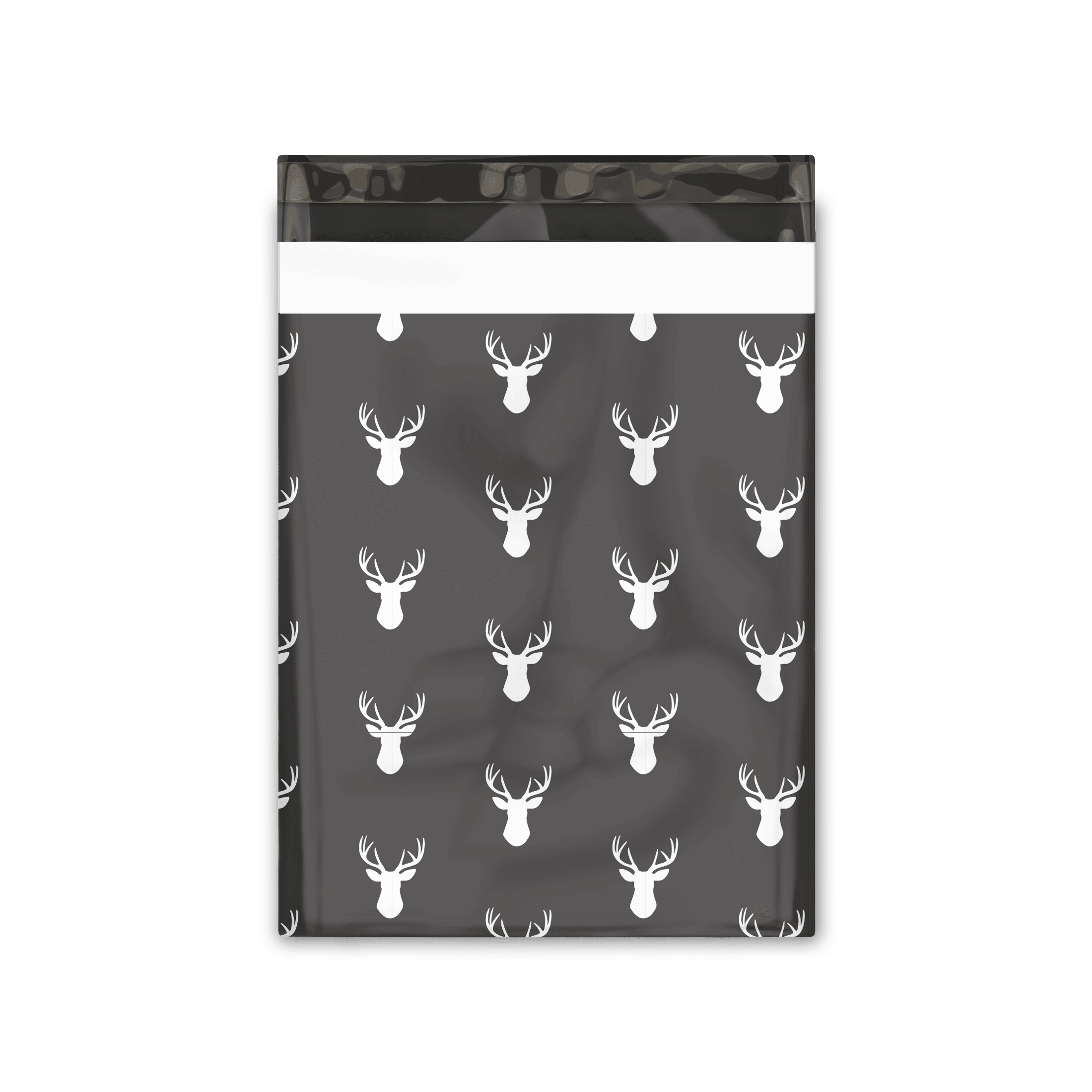 10x13 Charcoal Deer Heads Designer Poly Mailers Shipping Envelopes Premium Printed Bags - Pro Supply Global