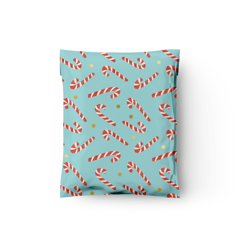 10x13 Candy Canes Designer Poly Mailers Shipping Envelopes Premium Printed Bags - Pro Supply Global