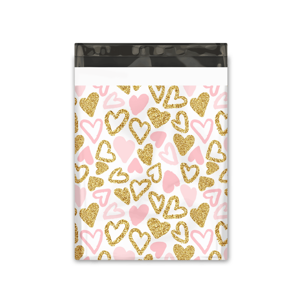 10x13 Pink Hearts Designer Poly Mailers Shipping Envelopes Premium Printed Bags - Pro Supply Global