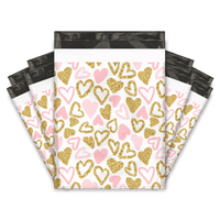 Pink and Gold Heart Designer Poly Mailers Shipping Envelopes Premium Printed Bags