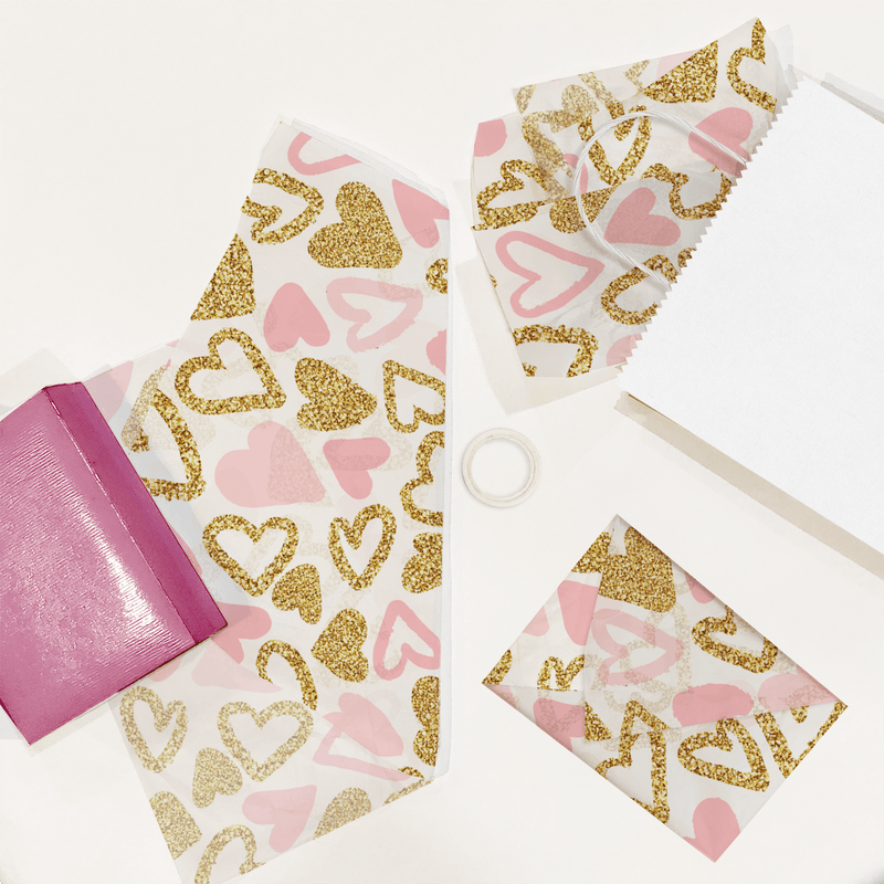 Pink and Gold Hearts Tissue Paper - Pro Supply Global