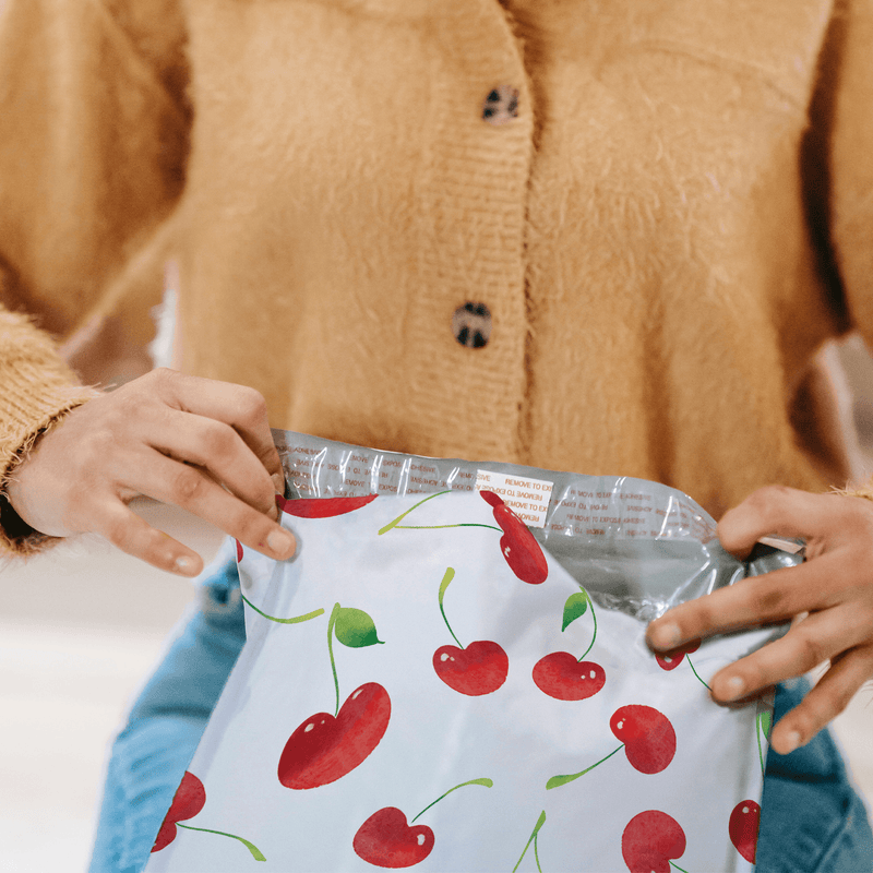 10x13 Cherries Designer Poly Mailers Shipping Envelopes Premium Printed Bags - Pro Supply Global