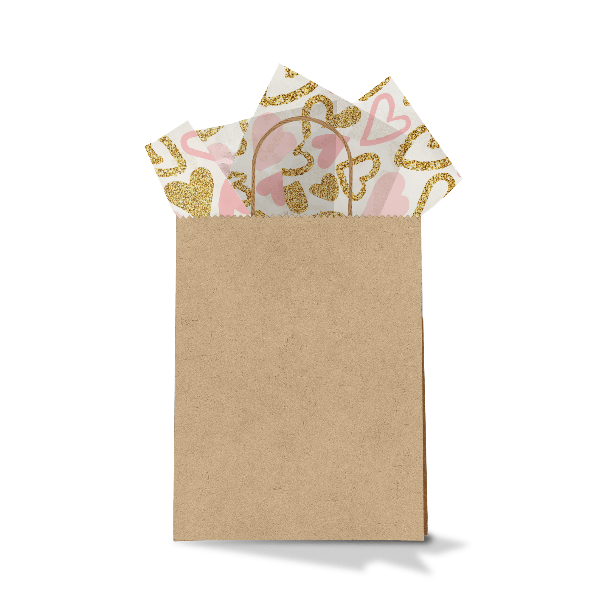 Pink Gold Hearts Printed Tissue Wrap paper in Kraft Shopping Gift Bags  Pro Supply Global