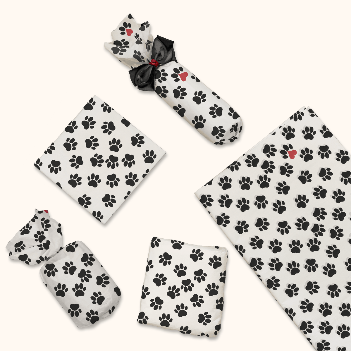 black and white paws print tissue wrapping paper pro supply global