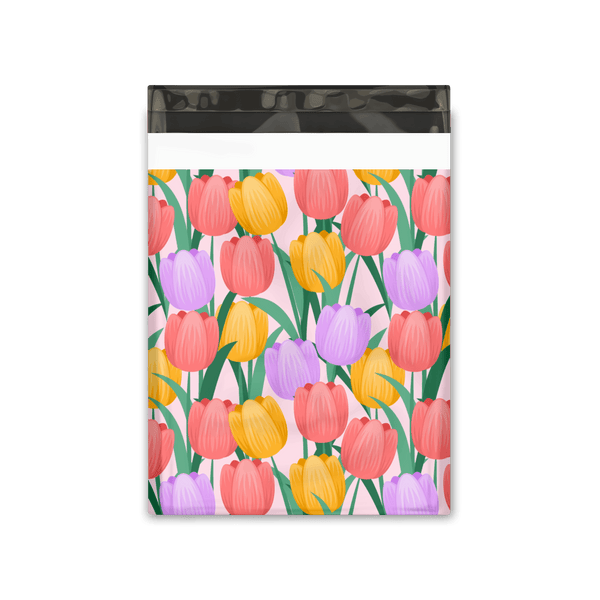 10x13 Trendy Tulips Designer Poly Mailers Shipping Envelopes Premium Printed Bags - Pro Supply Global