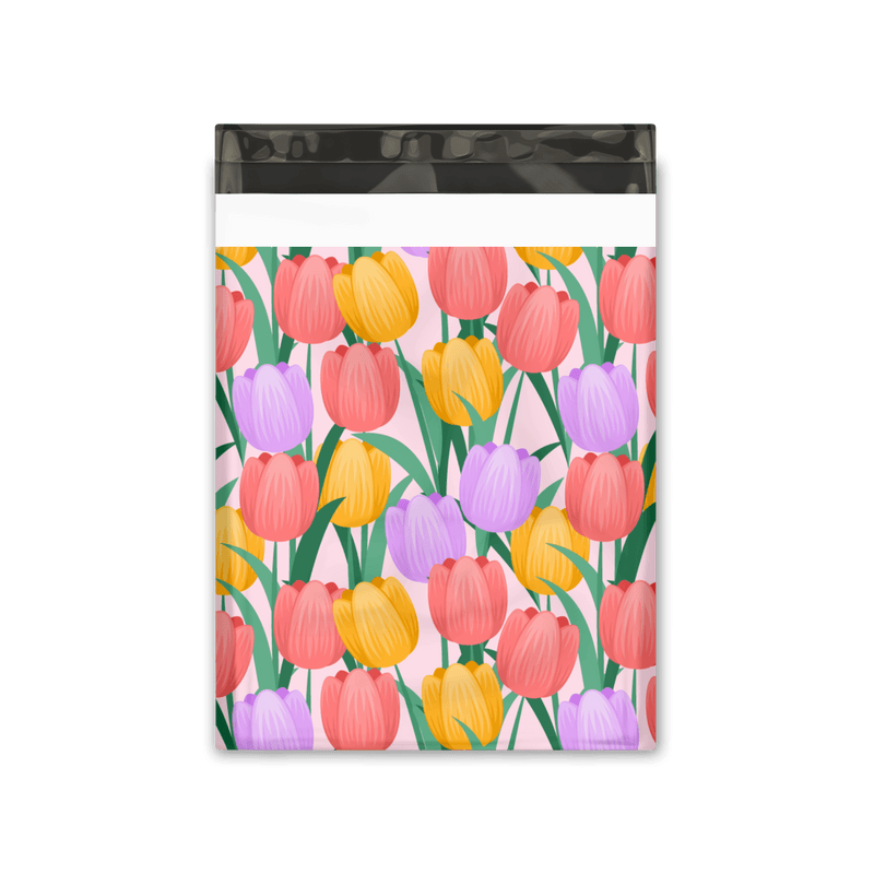 10x13 Trendy Tulips Designer Poly Mailers Shipping Envelopes Premium Printed Bags - Pro Supply Global