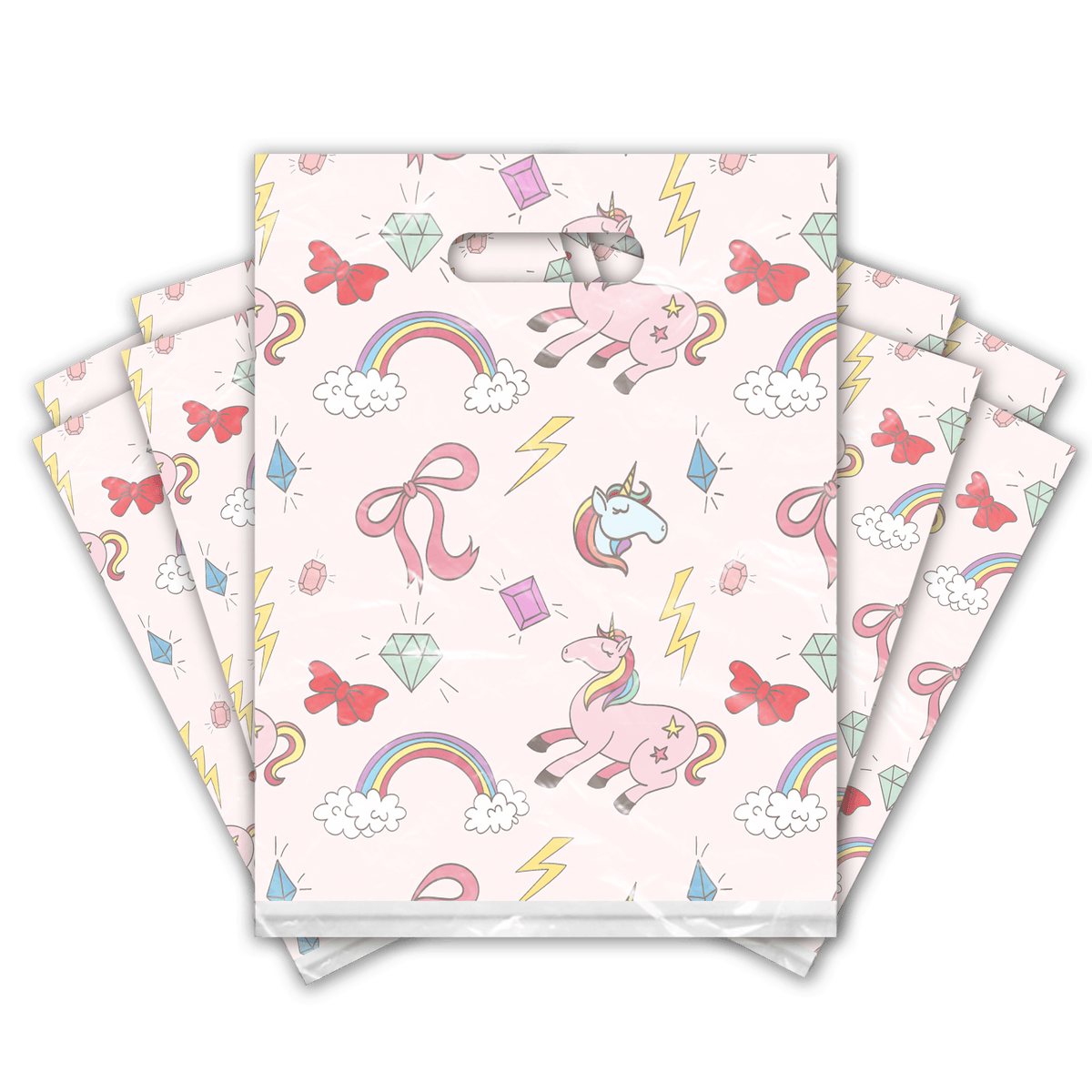  Rainbow Unicorn Designer Retail Boutique Merchandise Bags with Handles Premium Printed Shopping Bags